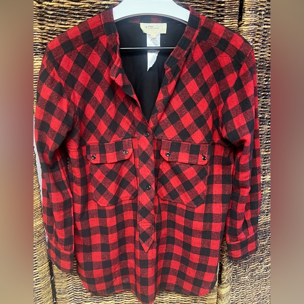 Isabel Marant-Silk blend,Red/Black Plaid Button-Up Shirt,Button needs reinforce‎